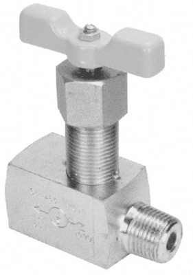 Needle Valve: Angled, 1/8" Pipe, NPT End, Alloy Body
