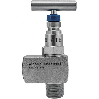 Needle Valve: Angled, 1/2" Pipe, Stainless Steel Body