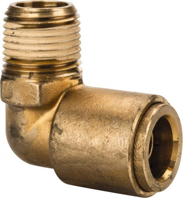 Push-To-Connect Tube to Male & Tube to Male NPT Tube Fitting: Male Elbow, 1/2" Thread, 5/8" OD