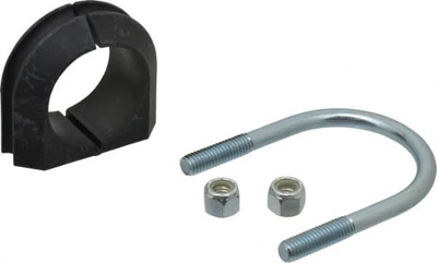 U-Bolt Clamp with Cushion: 1-1/2" Pipe, Steel, Electro-Galvanized Finish