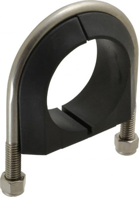 U-Bolt Clamp with Cushion: 2" Pipe, 316 Stainless Steel
