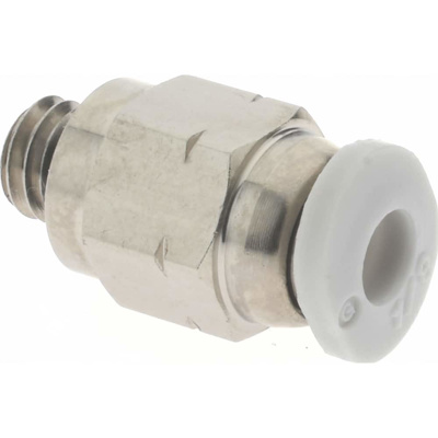 Push-To-Connect Tube to Male & Tube to Male UNF Tube Fitting: Adapter, Straight, #10-32 Thread, 1/8"