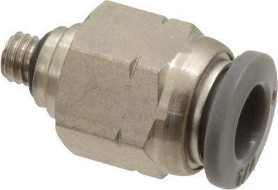 Push-To-Connect Tube to Male & Tube to Male UNF Tube Fitting: Adapter, Straight, #10-32 Thread, 1/4"