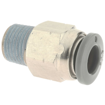 Push-To-Connect Tube to Male & Tube to Male NPT Tube Fitting: Adapter, Straight, 1/8" Thread, 1/4" O