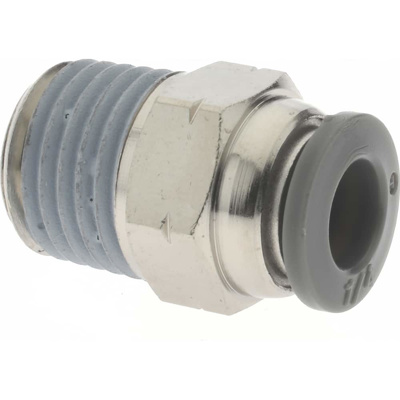 Push-To-Connect Tube to Male & Tube to Male NPT Tube Fitting: Adapter, Straight, 1/4" Thread, 1/4" O