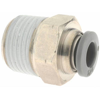 Push-To-Connect Tube to Male & Tube to Male NPT Tube Fitting: Adapter, Straight, 3/8" Thread, 1/4" O