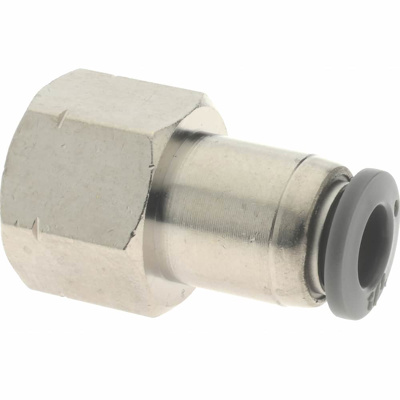 Push-To-Connect Tube to Female & Tube to Female NPT Tube Fitting: Adapter, Straight, 1/4" Thread, 1/