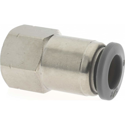 Push-To-Connect Tube to Female & Tube to Female NPT Tube Fitting: Adapter, Straight, 1/4" Thread, 3/