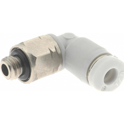 Push-To-Connect Tube to Male & Tube to Male UNF Tube Fitting: 90 &deg; Swivel Elbow Adapter, #10-32 