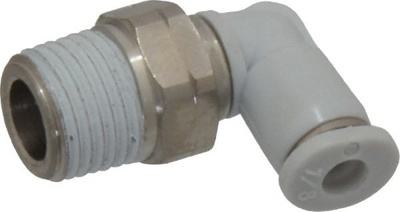 Push-To-Connect Tube to Male & Tube to Male NPT Tube Fitting: 90 &deg; Swivel Elbow Adapter, 1/8" Th