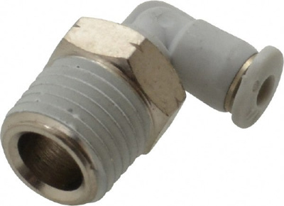 Push-To-Connect Tube to Male & Tube to Male NPT Tube Fitting: 90 &deg; Swivel Elbow Adapter, 1/4" Th