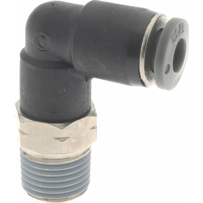 Push-To-Connect Tube to Male & Tube to Male NPT Tube Fitting: 90 &deg; Swivel Elbow, 1/8" Thread, 5/