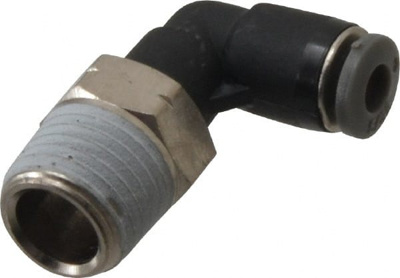Push-To-Connect Tube to Male & Tube to Male NPT Tube Fitting: 90 &deg; Swivel Elbow, 1/4" Thread, 5/
