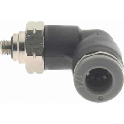 Push-To-Connect Tube to Male & Tube to Male UNF Tube Fitting: 90 &deg; Swivel Elbow, #10-32 Thread, 