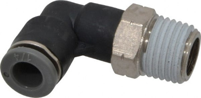 Push-To-Connect Tube to Male & Tube to Male NPT Tube Fitting: 90 &deg; Swivel Elbow, 1/4" Thread, 1/