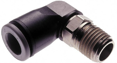 Push-To-Connect Tube to Male & Tube to Male NPT Tube Fitting: 90 &deg; Swivel Elbow, 1/2" Thread, 3/