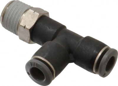 Push-To-Connect Tube to Male & Tube to Male NPT Tube Fitting: Swivel Side Tee Adapter, Tee 1/4" Thre