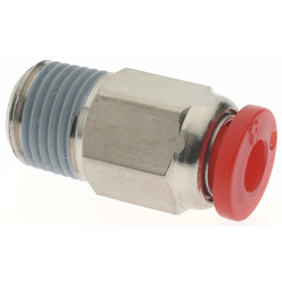 Push-To-Connect Tube to Male & Tube to Male BSPT Tube Fitting: ISO R Male Connector, Straight, 1/8" 