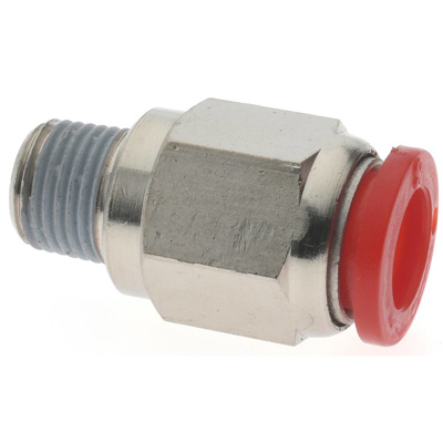 Push-To-Connect Tube to Male & Tube to Male BSPT Tube Fitting: ISO R Male Connector, Straight, 1/8" 