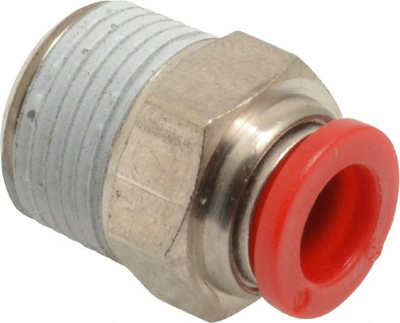 Push-To-Connect Tube to Male & Tube to Male BSPT Tube Fitting: ISO R Male Connector, Straight, 3/8" 