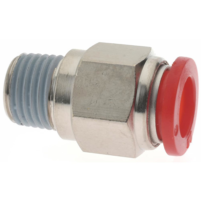 Push-To-Connect Tube to Male & Tube to Male BSPT Tube Fitting: ISO R Male Connector, Straight, 1/4" 