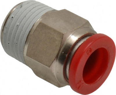 Push-To-Connect Tube to Male & Tube to Male BSPT Tube Fitting: ISO R Male Connector, Straight, 3/8" 