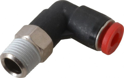 Push-To-Connect Tube to Male & Tube to Male BSPT Tube Fitting: 90 &deg; Swivel Elbow, 1/8" Thread