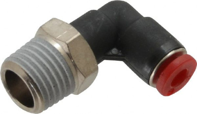 Push-To-Connect Tube to Male & Tube to Male BSPT Tube Fitting: 90 &deg; Swivel Elbow, 1/4" Thread