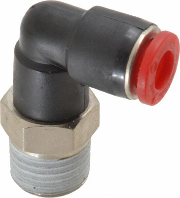 Push-To-Connect Tube to Male & Tube to Male BSPT Tube Fitting: 90 &deg; Swivel Elbow, 1/4" Thread