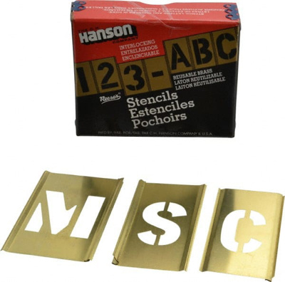 33 Piece, 1-1/2 Inch Character Size, Brass Stencil
