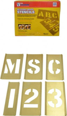 92 Piece, 2-1/2 Inch Character Size, Brass Stencil