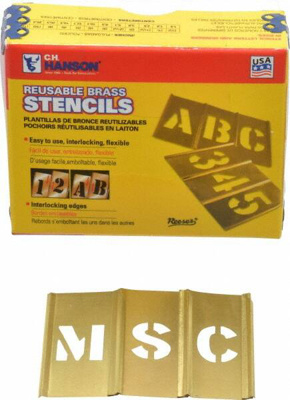 45 Piece, 3/4 Inch Character Size, Brass Stencil