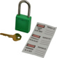 Lockout Padlock: Keyed Different, Key Retaining, Thermoplastic, Steel Shackle, Green 1/4" Shackle Di