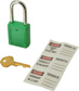 Lockout Padlock: Keyed Alike, Key Retaining, Thermoplastic, Steel Shackle, Green 1/4" Shackle Dia, 1