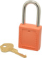 Lockout Padlock: Keyed Alike, Key Retaining, Thermoplastic, Steel Shackle, Orange 1/4" Shackle Dia, 