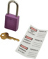 Lockout Padlock: Keyed Alike, Key Retaining, Thermoplastic, Steel Shackle, Purple 1/4" Shackle Dia, 