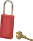 Lockout Padlock: Keyed Different, Key Retaining, Thermoplastic, Steel Shackle, Red 1/4" Shackle Dia,