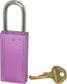 Lockout Padlock: Keyed Different, Key Retaining, Thermoplastic, Steel Shackle, Purple 1/4" Shackle D