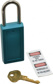 Lockout Padlock: Keyed Different, Key Retaining, Thermoplastic, Steel Shackle, Teal 1/4" Shackle Dia