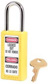 Lockout Padlock: Keyed Alike, Key Retaining, Thermoplastic, Steel Shackle, Yellow 1/4" Shackle Dia, 