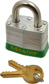 Lockout Padlock: Keyed Different, Laminated Steel, Steel Shackle, Green 0.2813" Shackle Dia, Conduct