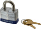 Lockout Padlock: Keyed Different, Laminated Steel, Steel Shackle, Blue 0.2813" Shackle Dia, 1-1/4" B