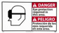 Accident Prevention Sign: Rectangle, "Danger, EYE PROTECTION REQUIRED IN THIS AREA. PROTECCIC3N DE L