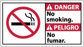 Accident Prevention Sign: Rectangle, "Danger, NO SMOKING. NO FUMAR."