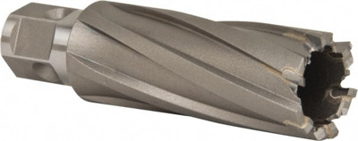 Annular Cutter: 1" Dia, 2" Depth of Cut, Carbide Tipped 3/4" Shank Dia, 2 Flats, Bright/Uncoated Hol