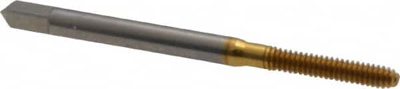Thread Forming Tap: #4-40, UNC, 2 & 3B Class of Fit, Bottoming, High Speed Steel, TiN Finish