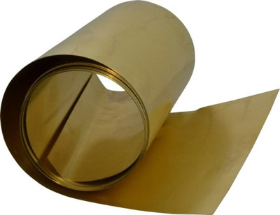 Shim Stock: 0.006'' Thick, 100'' Long, 6" Wide, 260 Alloy Brass