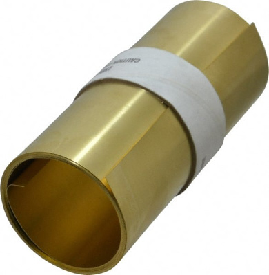 Shim Stock: 0.01'' Thick, 100'' Long, 6" Wide, 260 Alloy Brass
