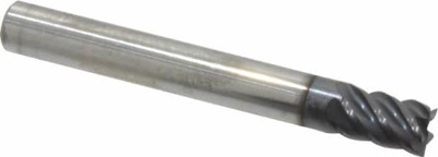 1/4", 3/8" LOC, 1/4" Shank Diam, 2" OAL, 5 Flute, Solid Carbide Square End Mill