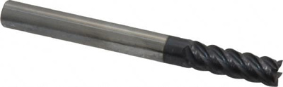 1/4", 3/4" LOC, 1/4" Shank Diam, 2-1/2" OAL, 5 Flute, Solid Carbide Square End Mill